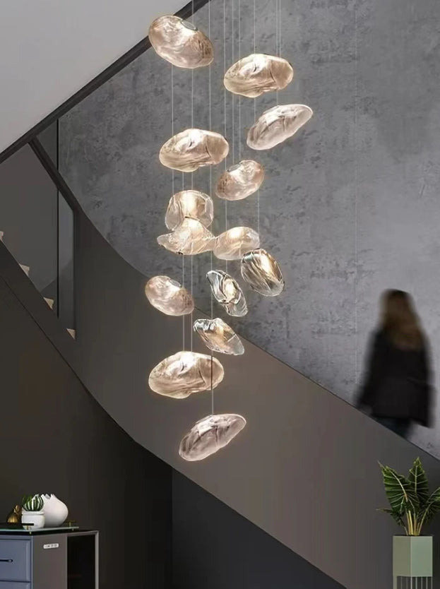 Extra Large Nordic Minimalist Glass Cloud Decorative Chandelier for Stairs/Living Room/High-ceiling Room