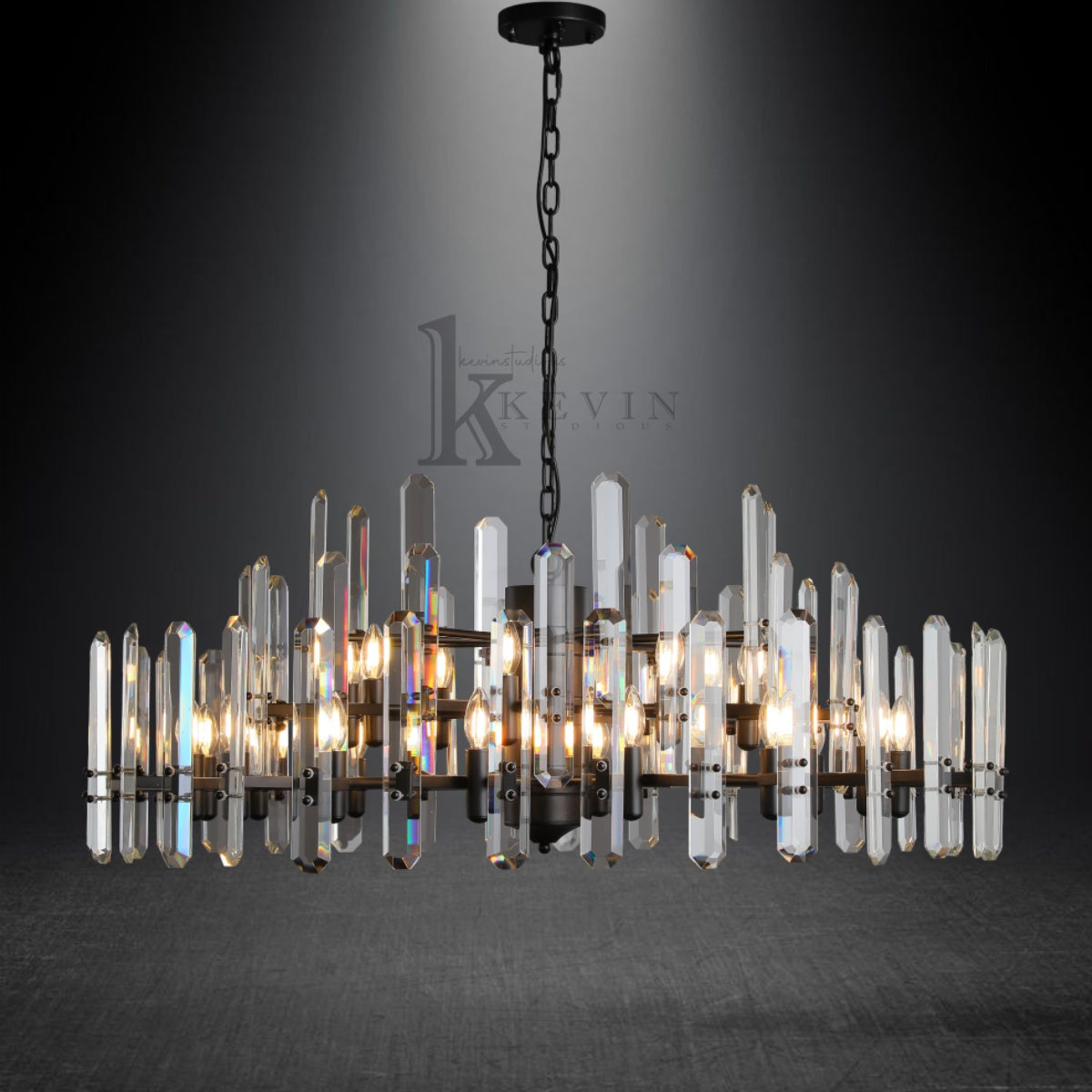 Bradley Modern Faceted Crystal Prism Chandelier 24", 36", 48