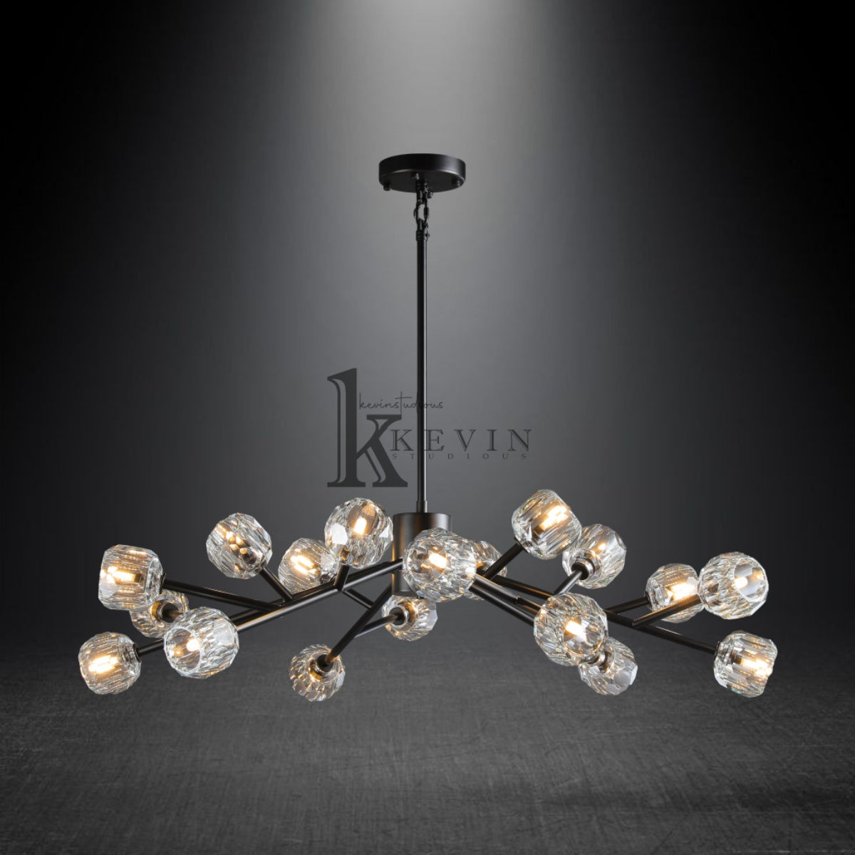 Kristal modern crystal ball round chandelier 24", 36", 48", 60", 72. Crystal ball colors available (Clear/Smoky).