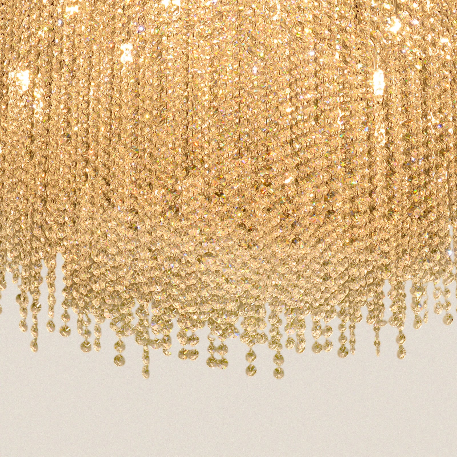 Luxury Golden Rainfall Design Crystal Flush Mount Ceiling Light