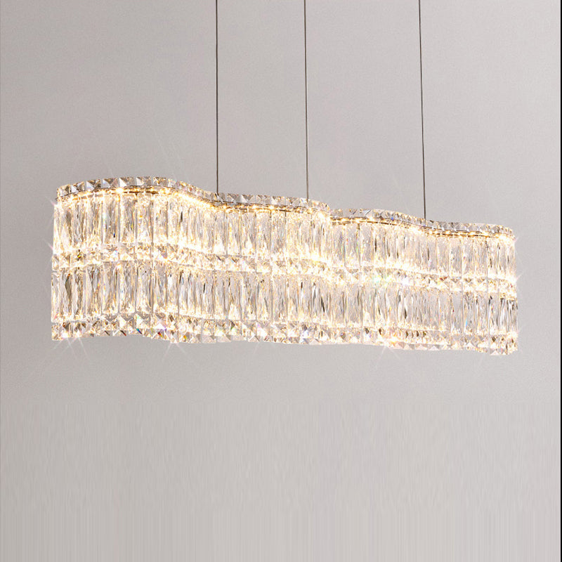 Kevin Luxury Elegant Linear Pendant Crystal Chandelier  Kevin Studio 39.4" L x 5.5" W x 8.67" H  