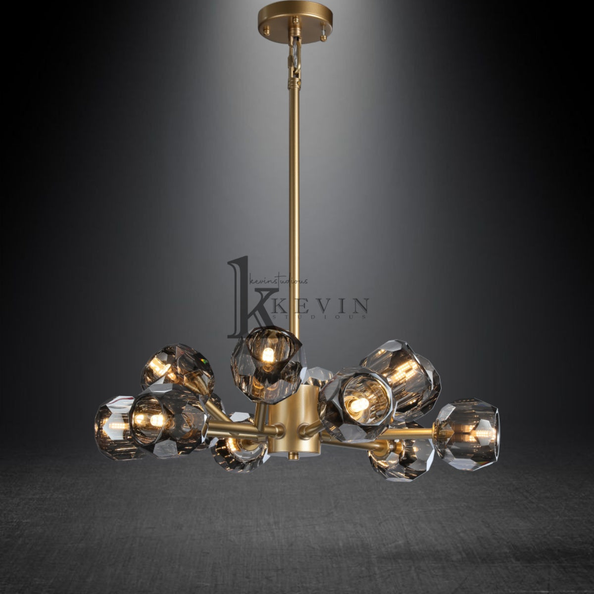 Kristal modern crystal ball round chandelier 24", 36", 48", 60", 72. Crystal ball colors available (Clear/Smoky).