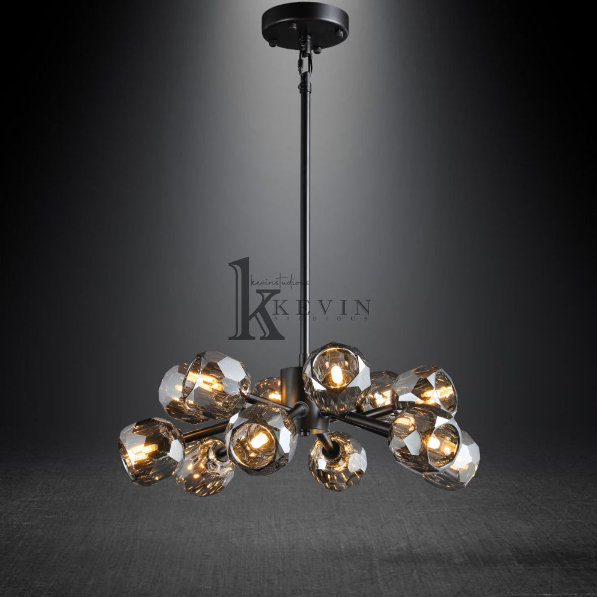 Kristal modern crystal ball round chandelier 24", 36", 48", 60", 72. Crystal ball colors available (Clear/Smoky).