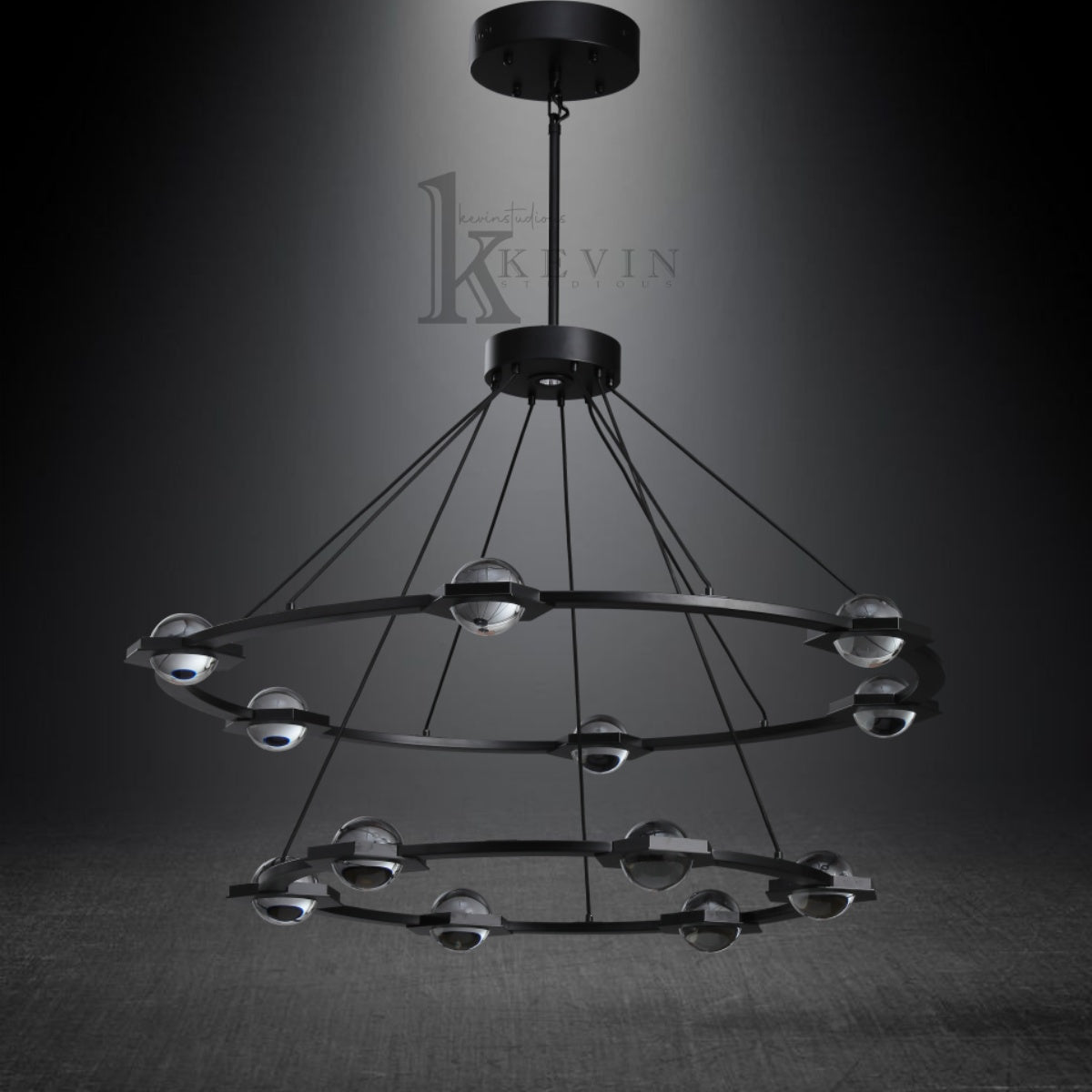 Planet Modern Circular Crystal Ball 2-Tier Round Chandelier 48", 60"