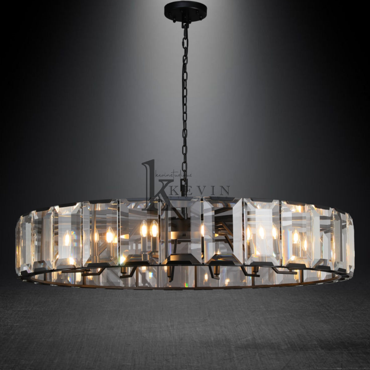 Harley Modern Faceted Crystal Glass Round Modern Chandelier 19", 31", 43", 60"