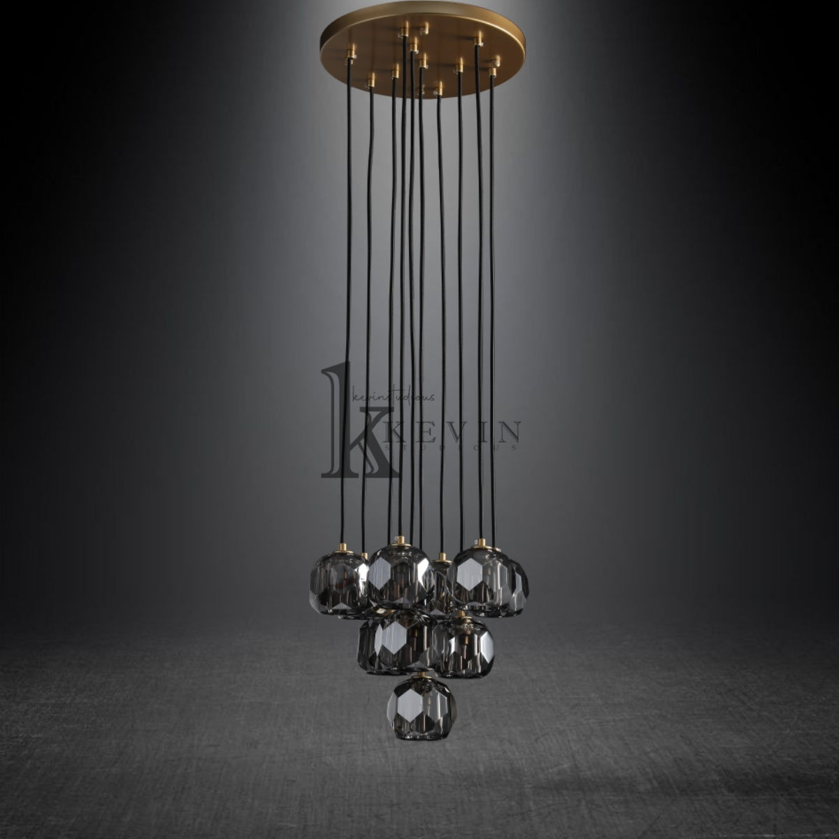 Kristal modern crystal ball cluster chandelier 14", 19", 24", 30", 40". Crystal ball colors available (Clear/Smoky).