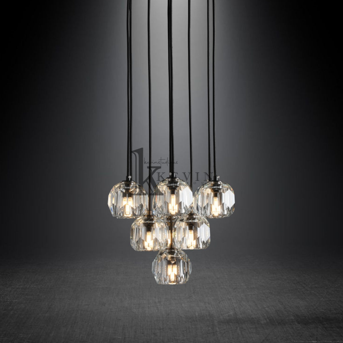 Kristal modern crystal ball cluster chandelier 14", 19", 24", 30", 40". Crystal ball colors available (Clear/Smoky).