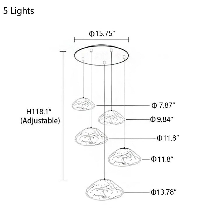 Extra Large Nordic Minimalist Glass Cloud Decorative Chandelier for Stairs/Living Room/High-ceiling Room