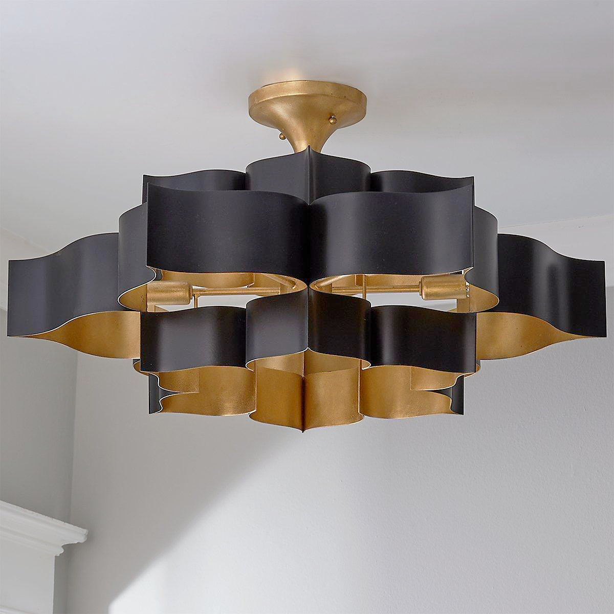 Grand Lotus Large Black Chandelier NORMAL Lotus   