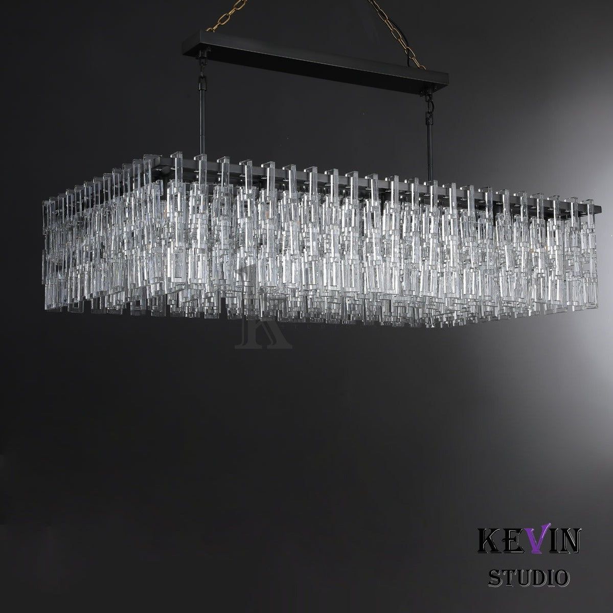 Momela Modern Crystal Rectangle Chandelier 60" Over Dining Table chandelier Kevin Studio Inc   