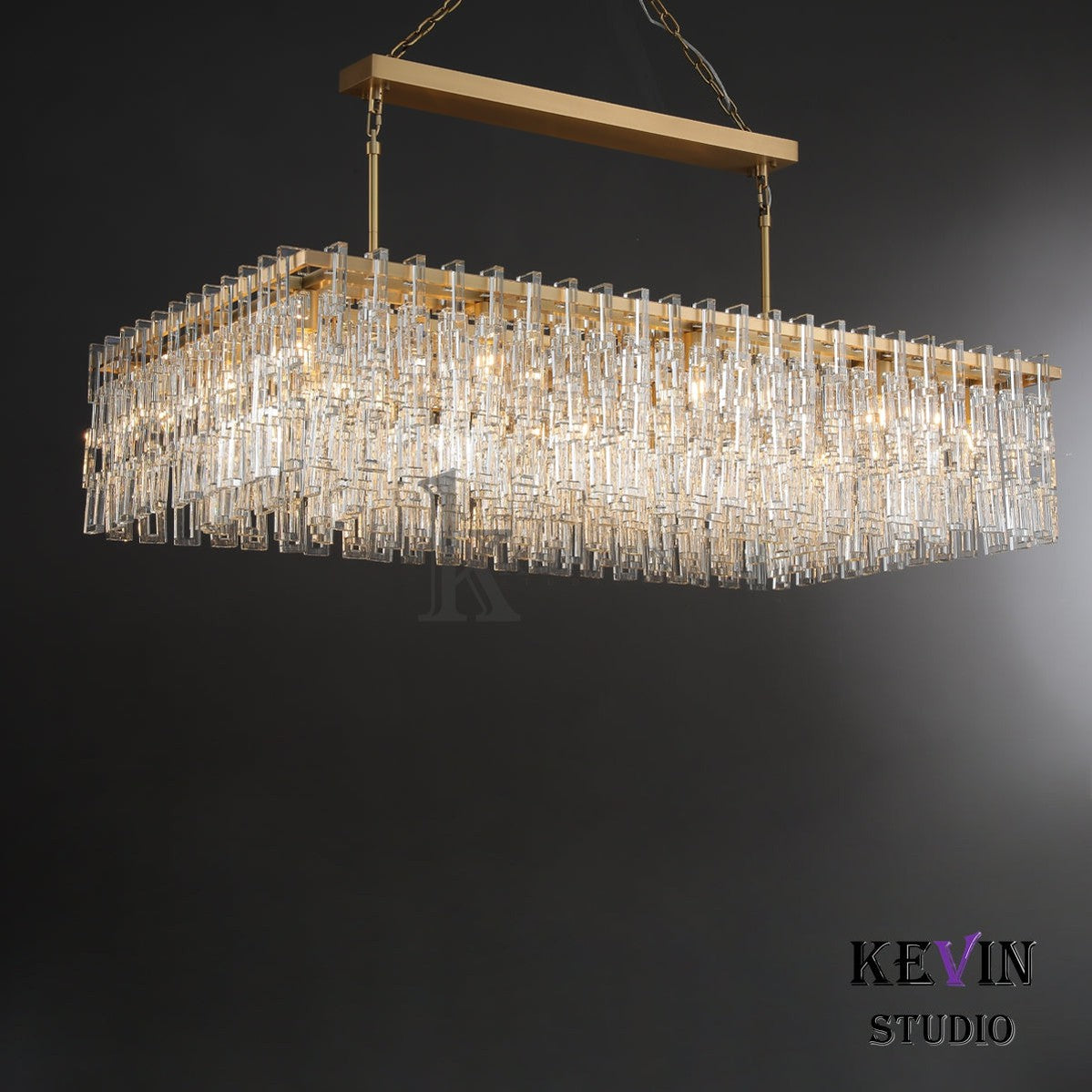 Momela Modern Crystal Rectangle Chandelier 60" Over Dining Table chandelier Kevin Studio Inc   