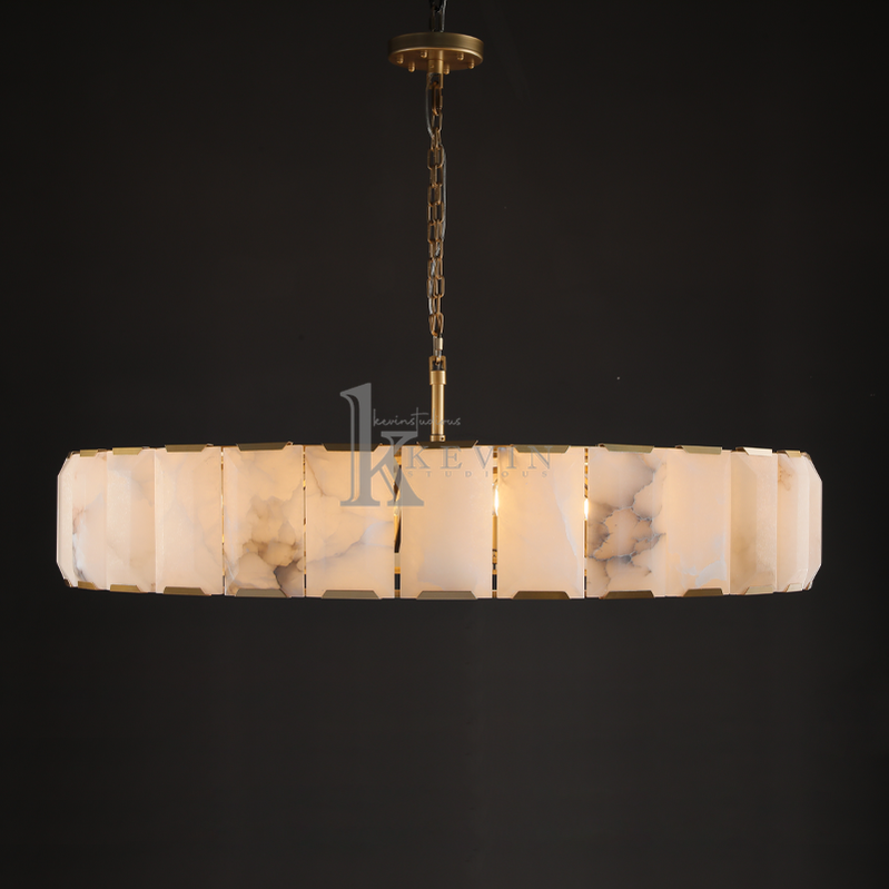 Harlm Modern Translucent Calcite Round Chandelier 19", 31", 43", 60" chandelier Kevin Studio Inc 60" Lacquered Burnished Brass 