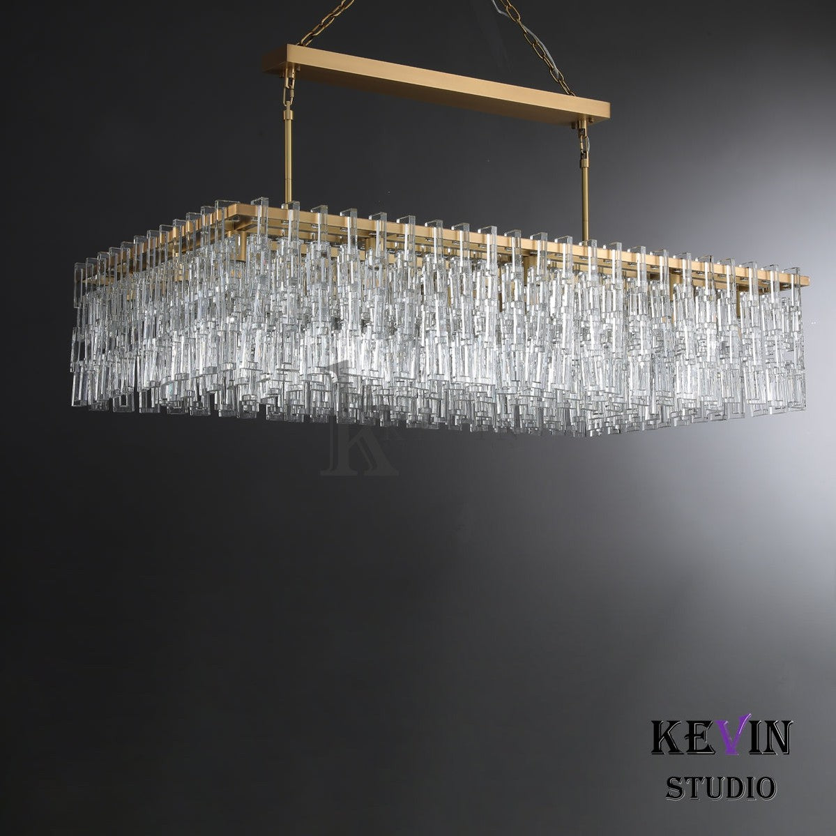 Momela Modern Crystal Rectangle Chandelier 60" Over Dining Table chandelier Kevin Studio Inc   