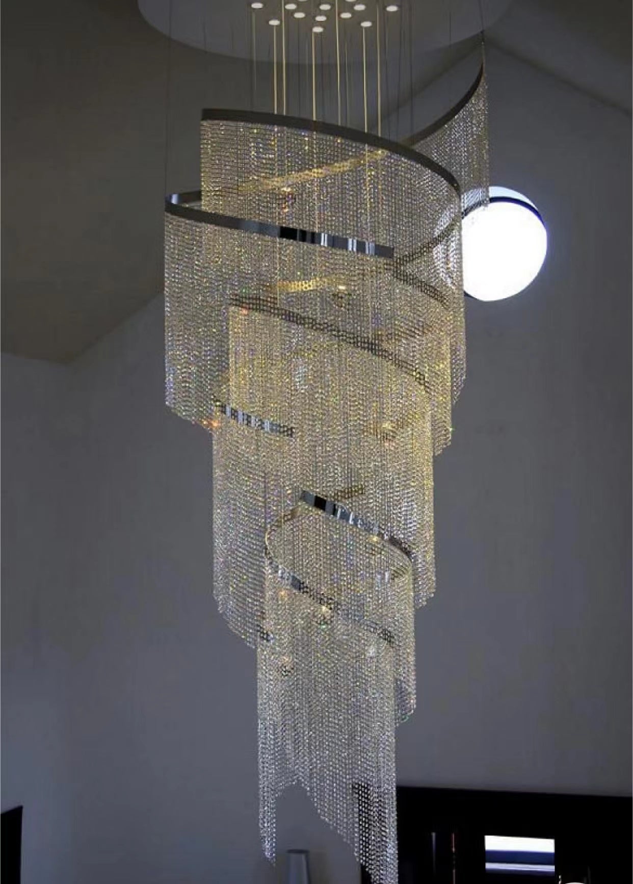 Contemporary Villa Loft Crystal Chandelier, High End Staircase Chandelier Design Chandeliers Kevinstudiolives   