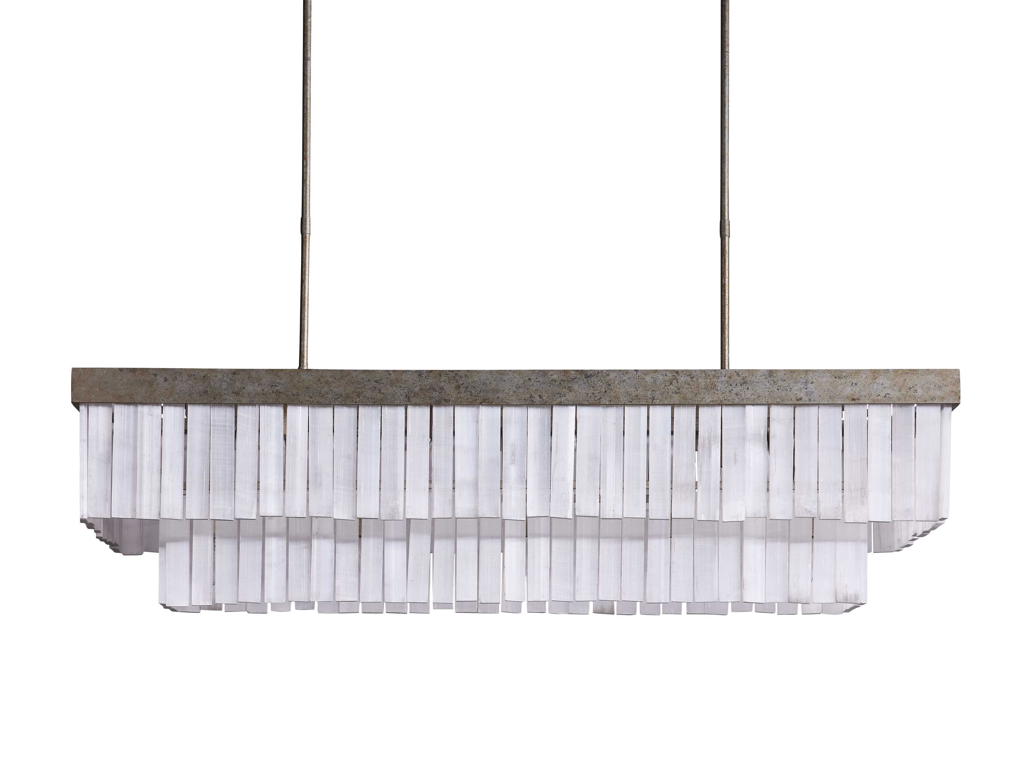 Cameron Rectangular Natural Selenite Crystals Chandelier Chandelier Kevin Studio Inc   