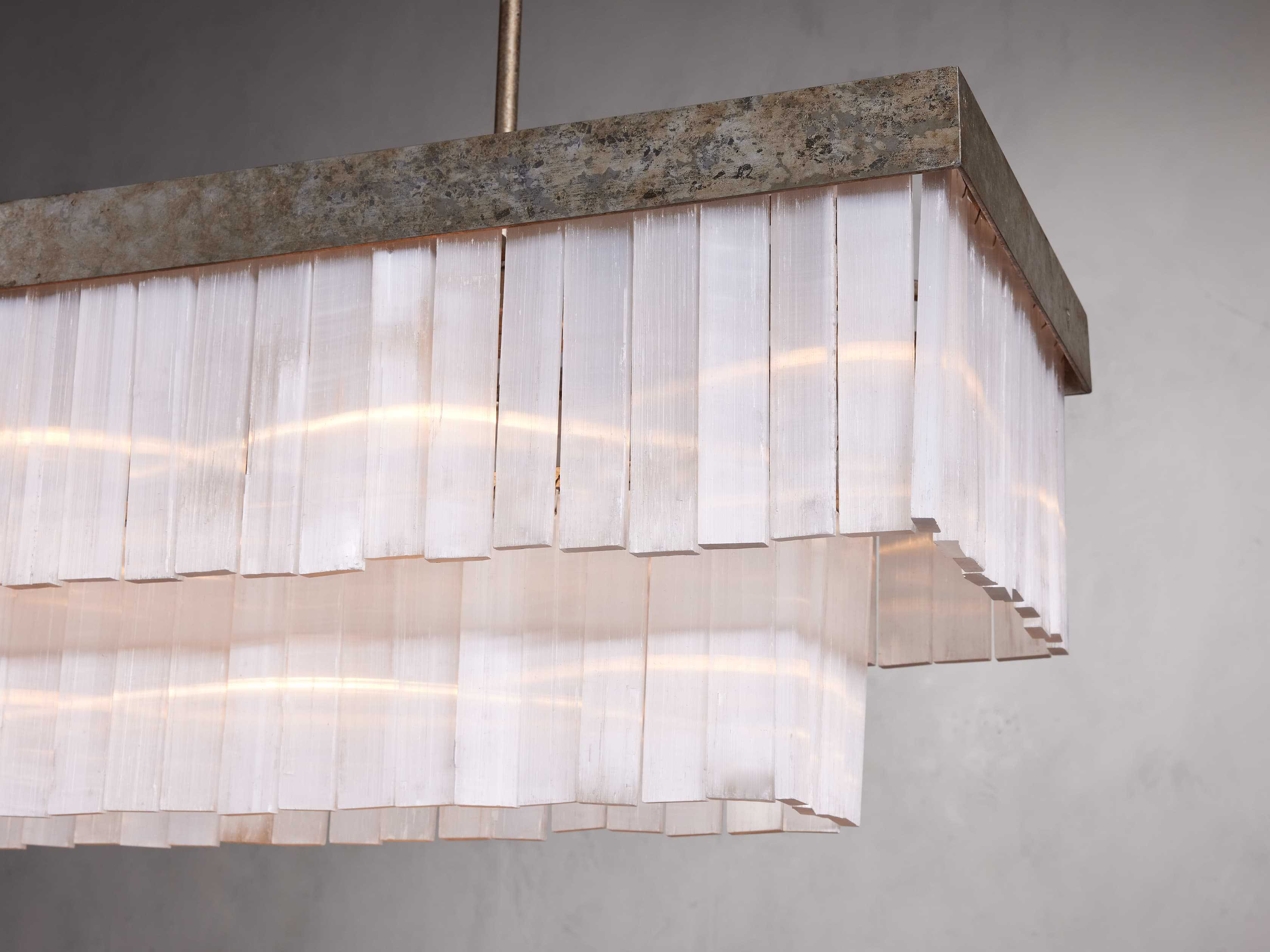 Cameron Rectangular Natural Selenite Crystals Chandelier Chandelier Kevin Studio Inc   