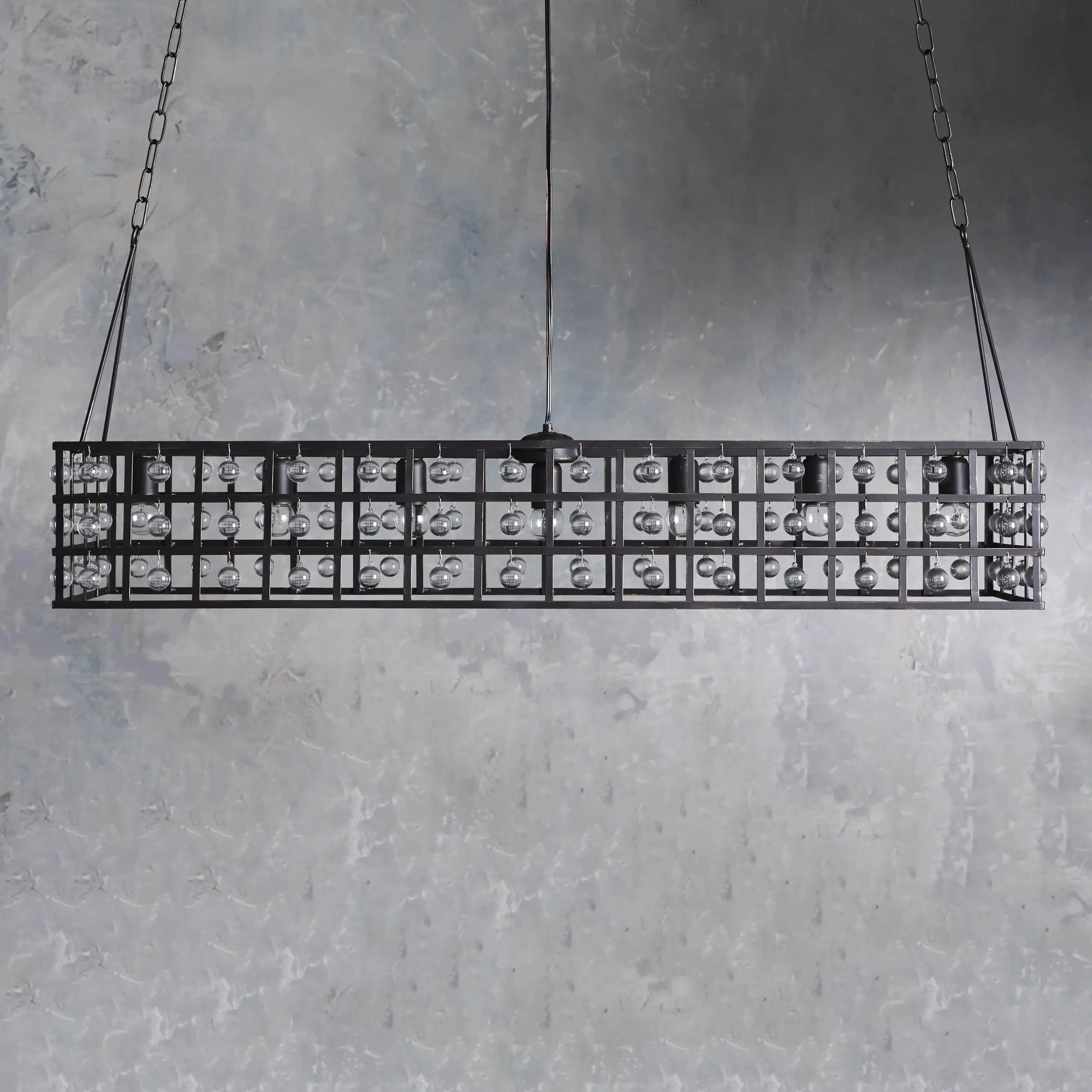 Moder Cage Rectangular Chandelier Chandelier Kevin Studio Inc BRONZE 7 LIGHT 