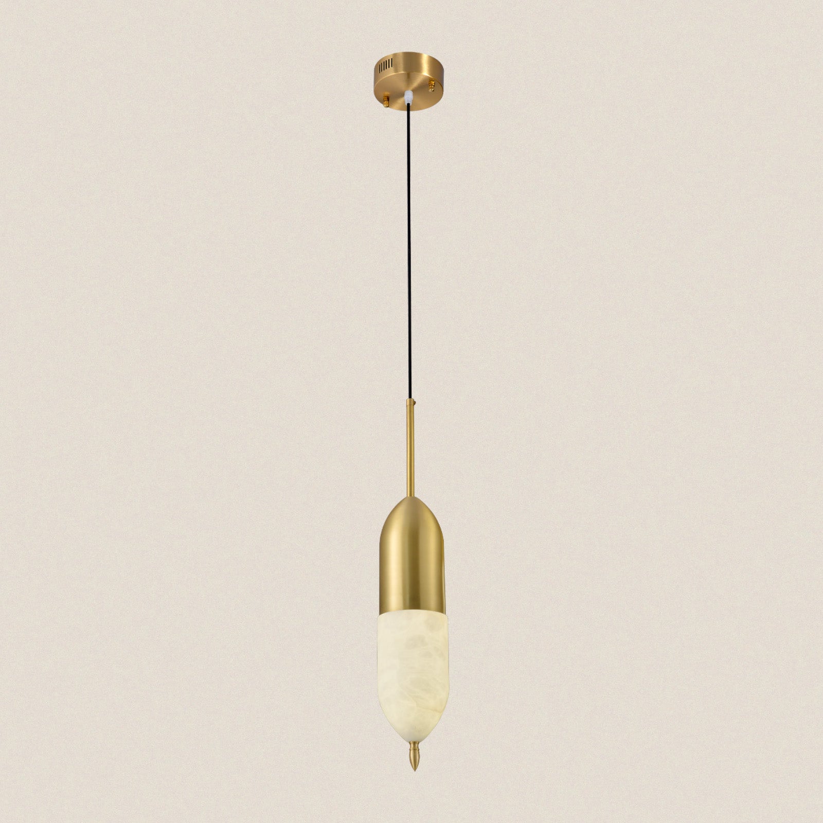 Modern Alabaster Brass Bullet Pendant Light