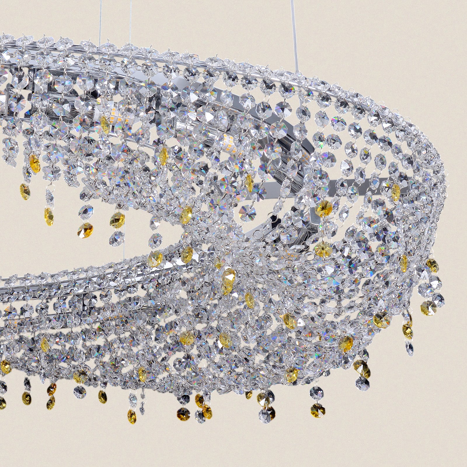 Modern Oval Crystal Luxury Suspended Chandelier