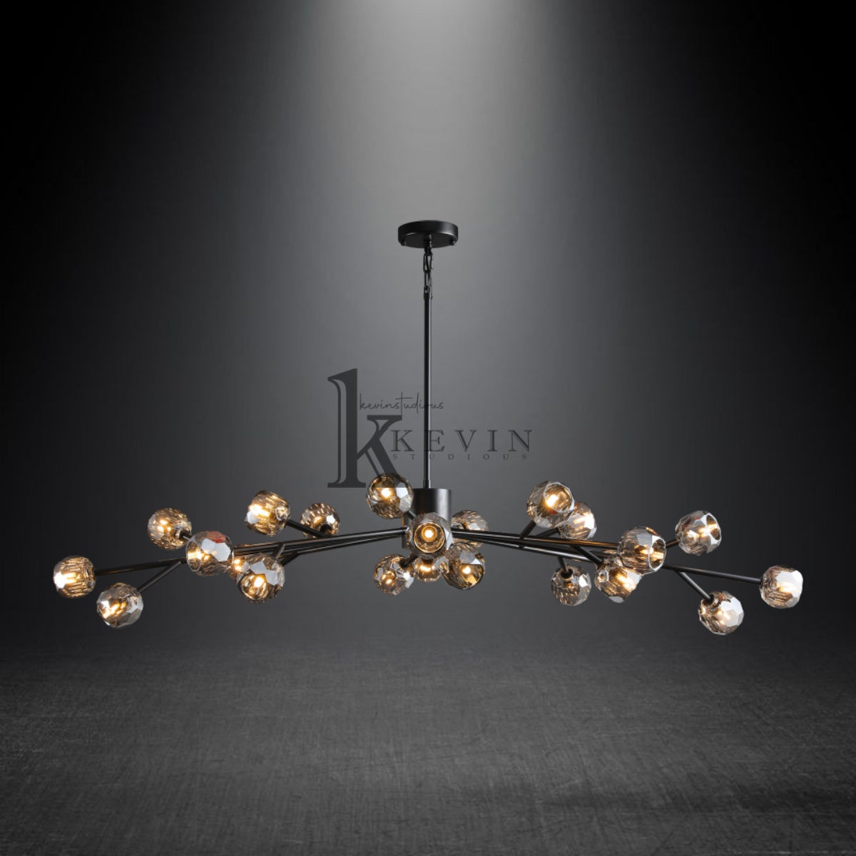 Kristal modern crystal ball round chandelier 24", 36", 48", 60", 72. Crystal ball colors available (Clear/Smoky).