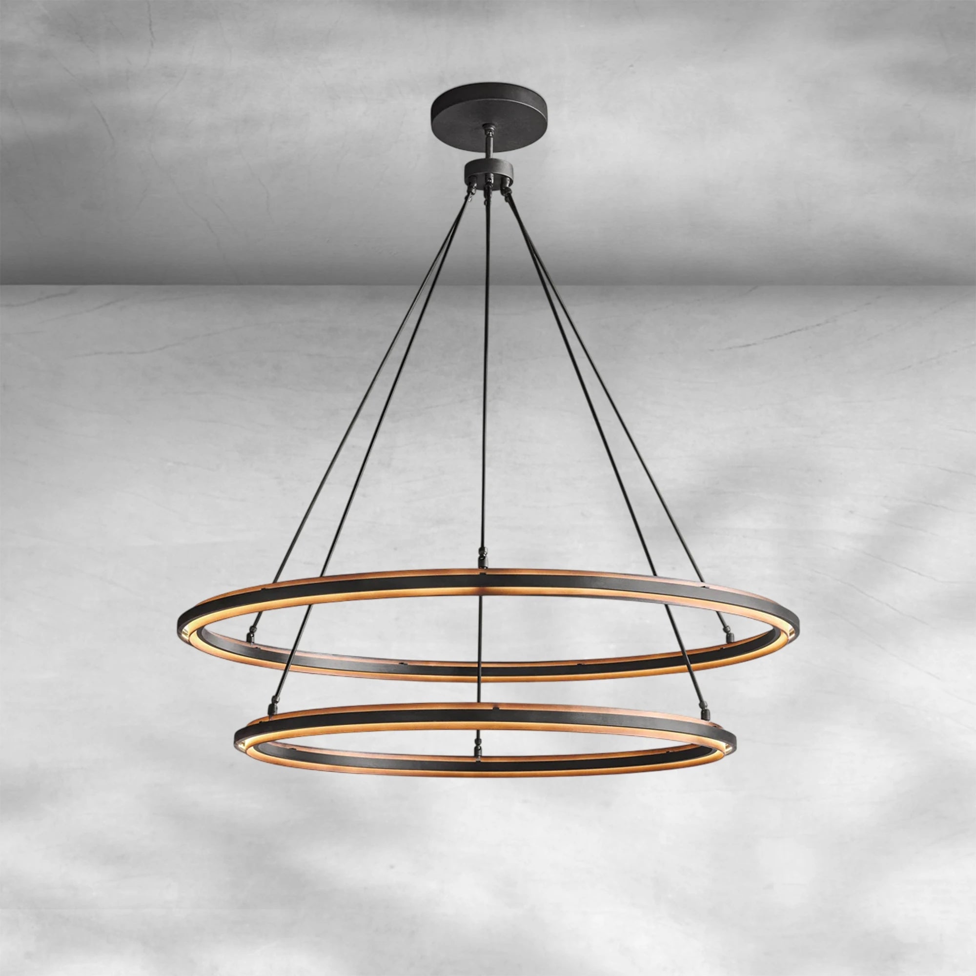 Peral Round & Retangular Black Chandelier