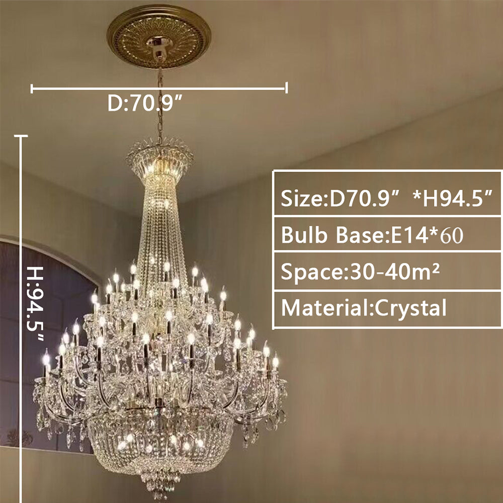 Extra Large European-style Multi-layers Candle Luxury Crystal Chandelier Gold Art Foyer/Staircase Decorative Light Fixture Chandeliers Kevinstudiolives   