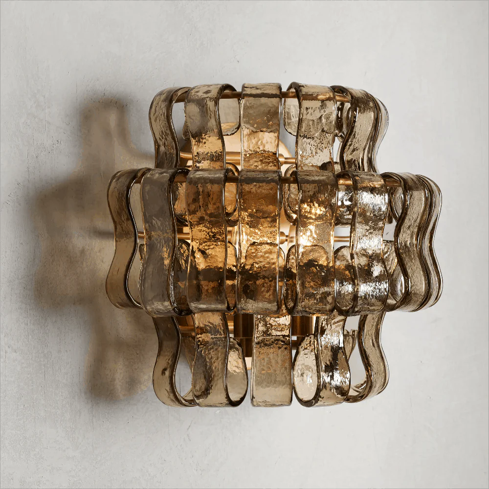 Evadne Modern Glass Bedroom Wall Sconces wall sconce for bedroom,wall sconce for dining room,wall sconce for stairways,wall sconce for foyer,wall sconce for bathrooms,wall sconce for kitchen,wall sconce for living room Kevin Studio Inc Brass Smoke 