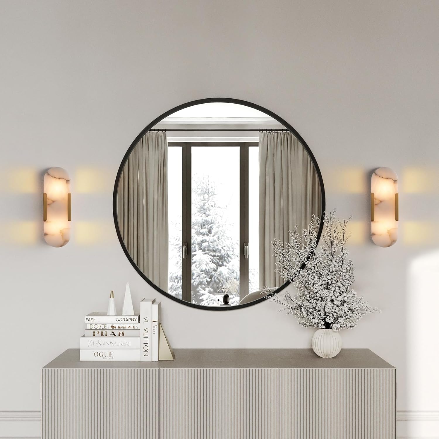 Elegant Alabaster Wall Sconces Set: Natural Marble Brass Bedside Lighting Fixtures