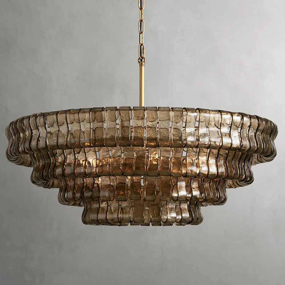 Evadne Modern Glass Round Living Room Chandelier 36" chandeliers for dining room,chandeliers for stairways,chandeliers for foyer,chandeliers for bedrooms,chandeliers for kitchen,chandeliers for living room Kevin Studio Inc Brass Smoke 