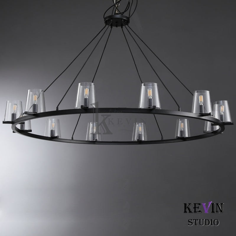 Korle Modern Round Clear Glass Chandelier 36", 48", 60" chandelier Kevin Studio Inc   