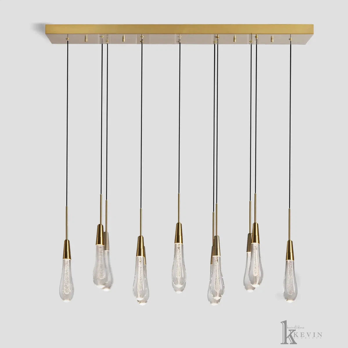 Soltaire Luminara Teardrop Modern Glass Linear Chandelier Chandelier Kevin Studio Inc Brass 37'' 