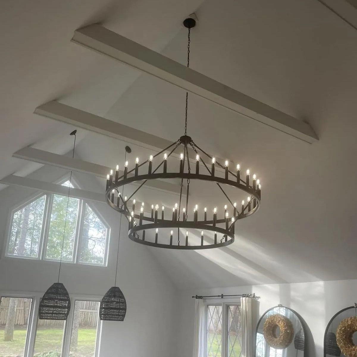 Camina Vintage Filament Two-Tier Round Chandelier 71"