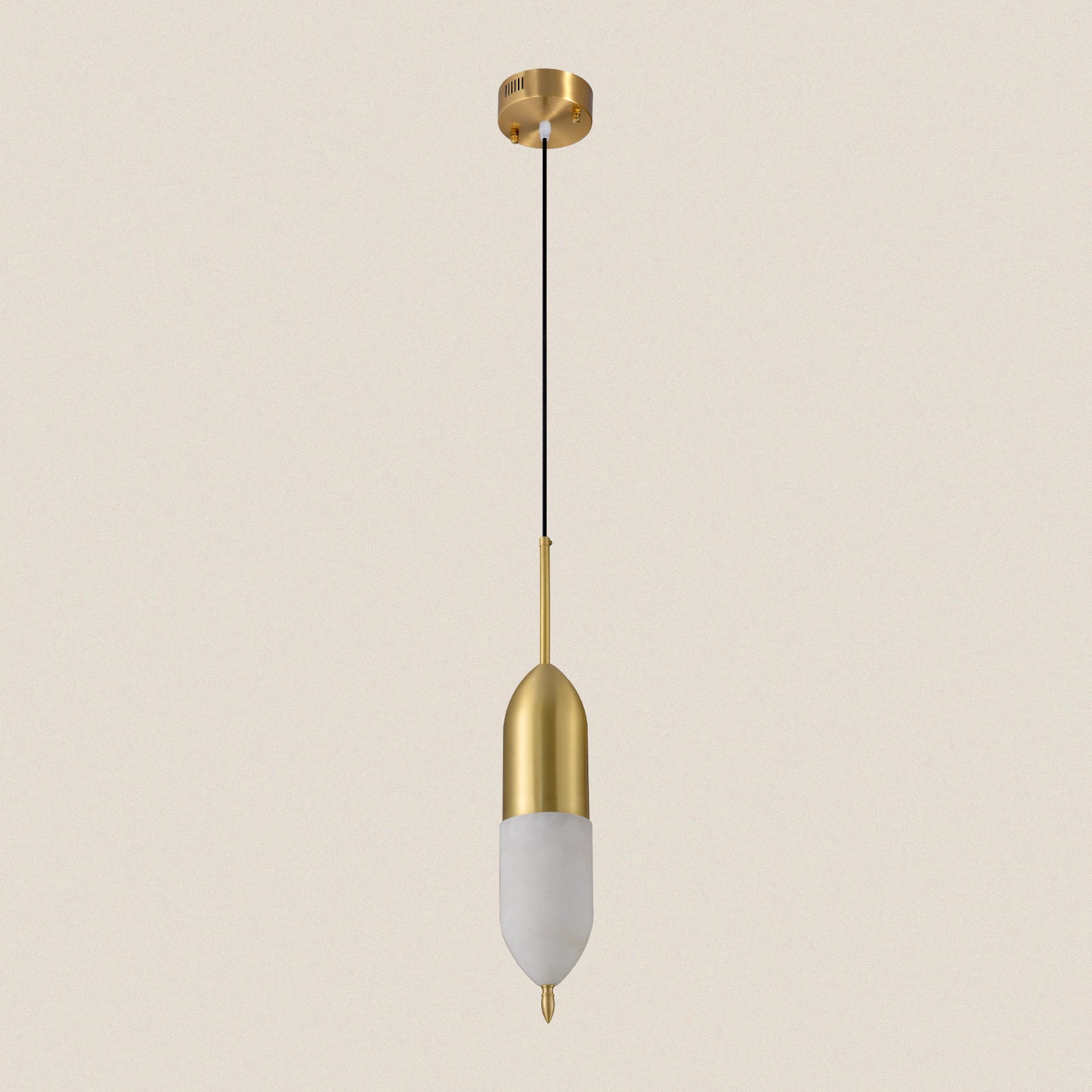 Modern Alabaster Brass Bullet Pendant Light