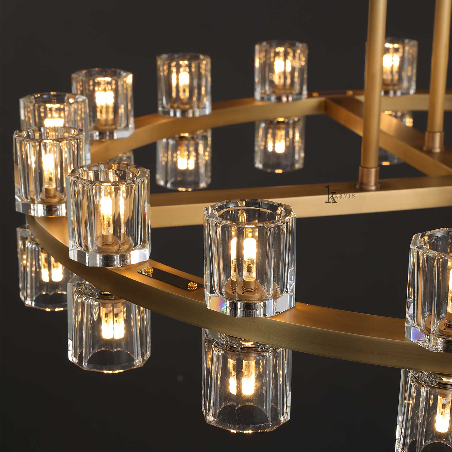 Avelon Crystal 2-Tier Round  Chandelier 60"