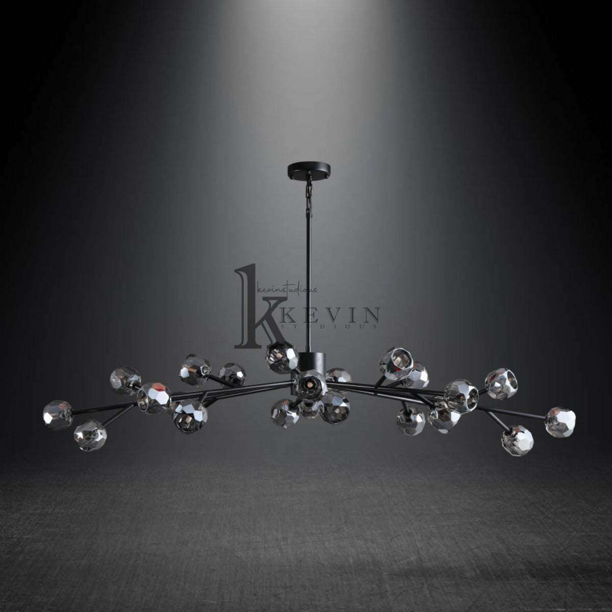 Kristal modern crystal ball round chandelier 24", 36", 48", 60", 72. Crystal ball colors available (Clear/Smoky).