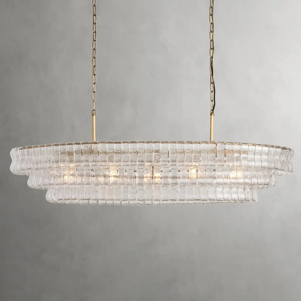 Evadne Modern Glass Oval Chandelier chandeliers for dining room,chandeliers for stairways,chandeliers for foyer,chandeliers for bedrooms,chandeliers for kitchen,chandeliers for living room Kevin Studio Inc Brass Clear 54"