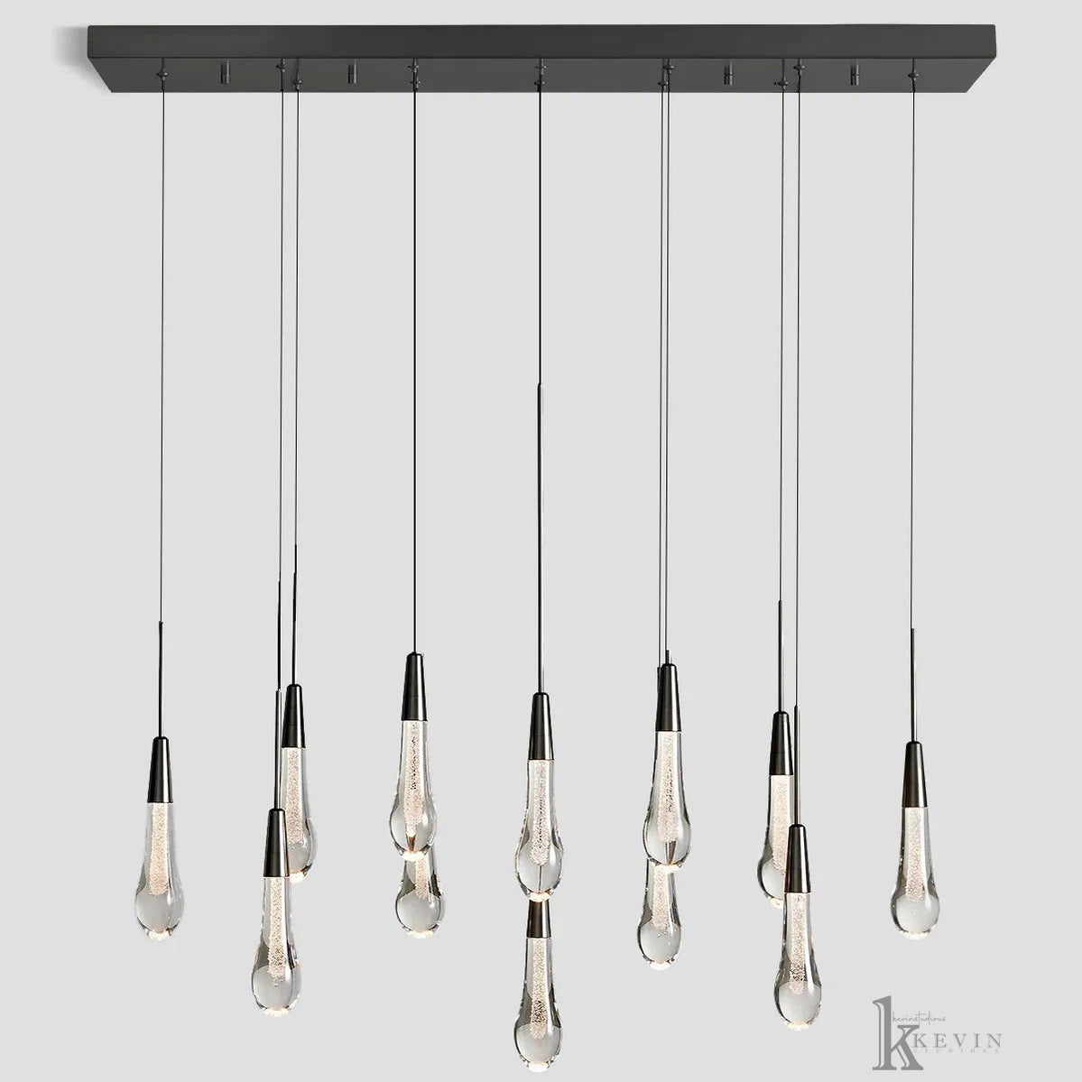 Soltaire Luminara Teardrop Modern Glass Linear Chandelier Chandelier Kevin Studio Inc   