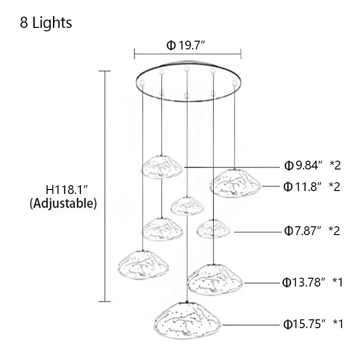 Extra Large Nordic Minimalist Glass Cloud Decorative Chandelier for Stairs/Living Room/High-ceiling Room