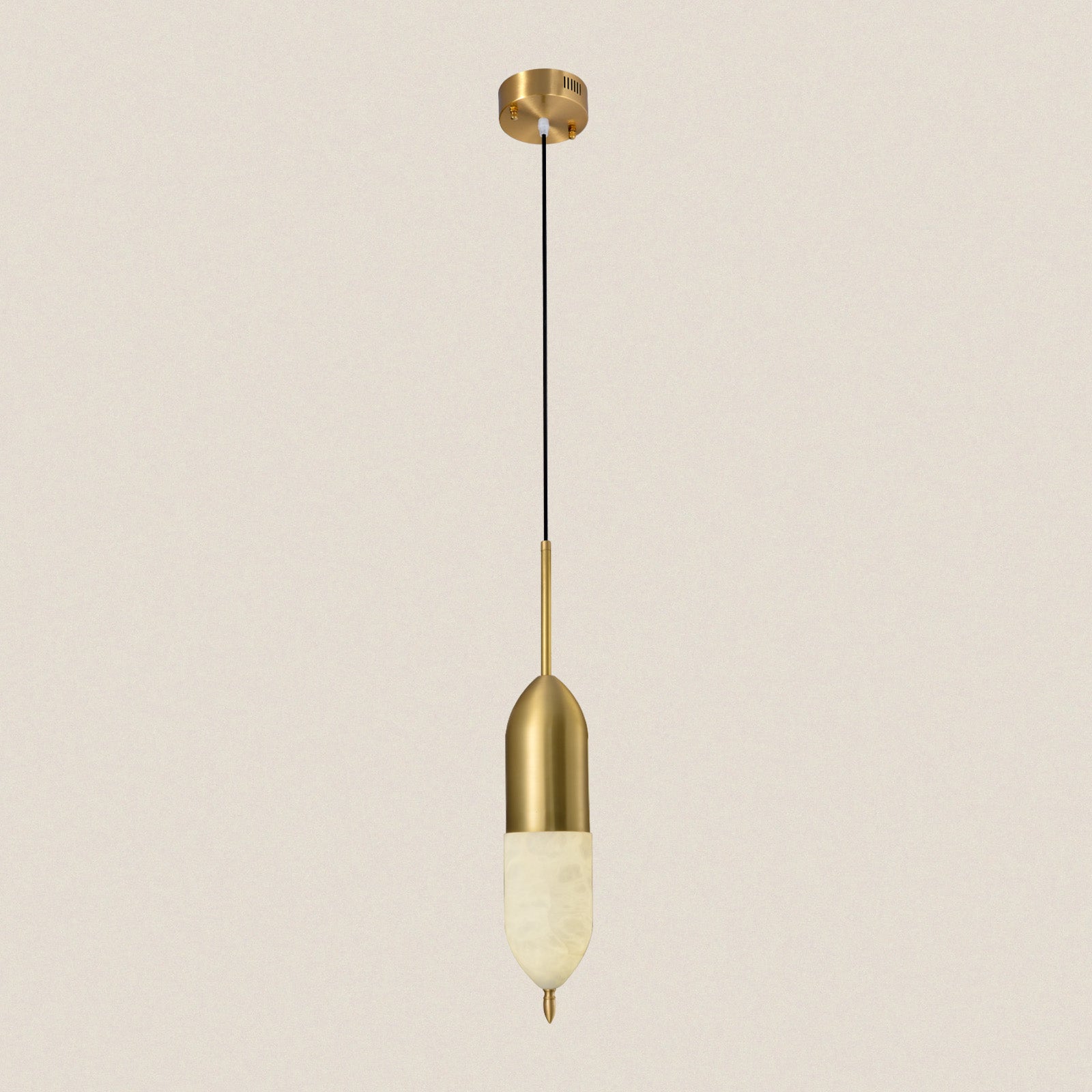 Modern Alabaster Brass Bullet Pendant Light