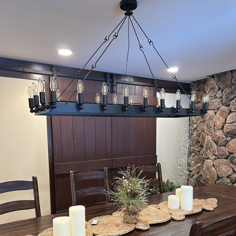 Camina Vintage Candelabra Rectangular Chandelier