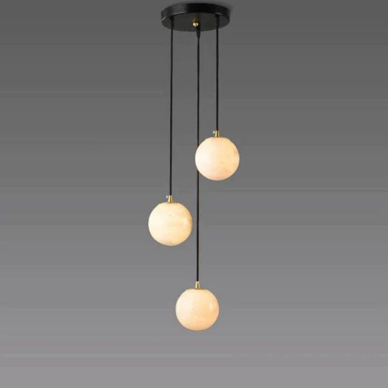 Alabaster Global Pendant Chandelier For Staircase, Spiral Global Pendant