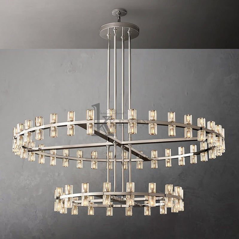 Aminda Modern Round 2-tier Large Crystal Chandelier For Living Room chandelier Kevin Studio Inc Polished Nickel  