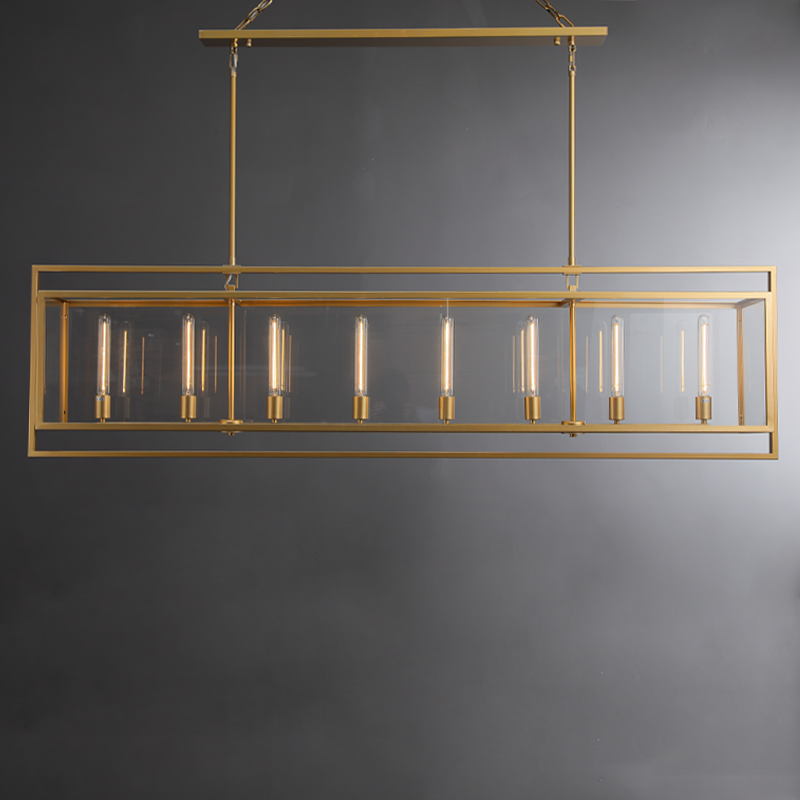 Deck Candlestick Glass Lantern Modern Rectangular Chandelier 54'', 72'' chandelier Kevin Studio Inc 72" Lacquered Burnished Brass 