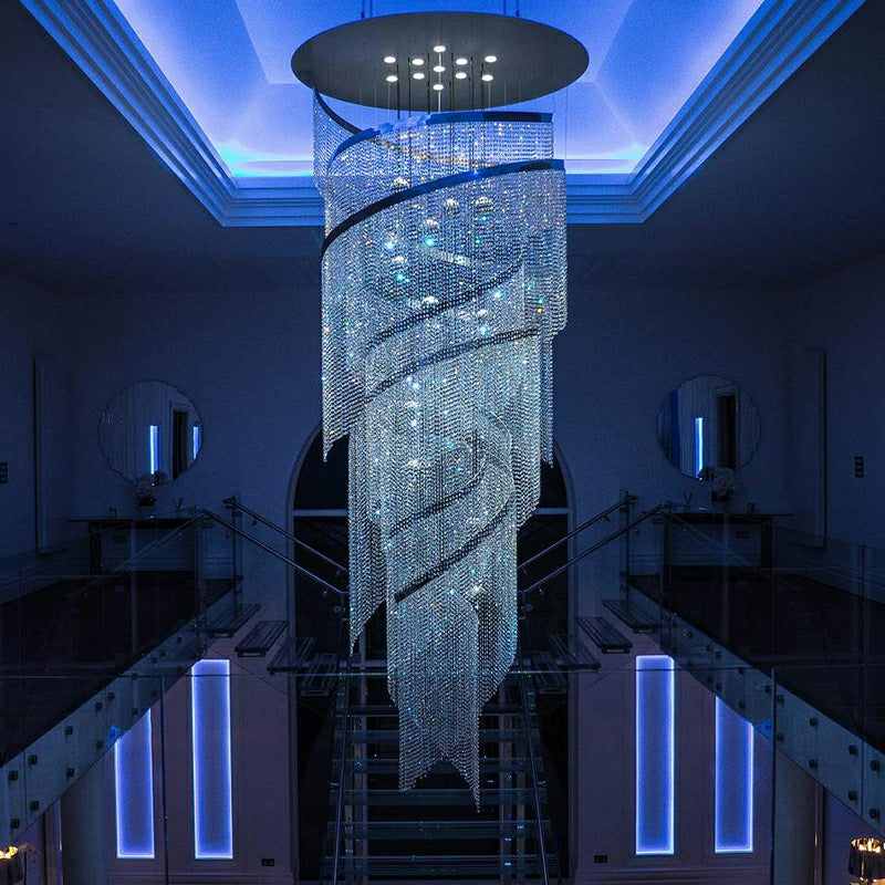 Contemporary Villa Loft Crystal Chandelier, High End Staircase Chandelier Design Chandeliers Kevinstudiolives   