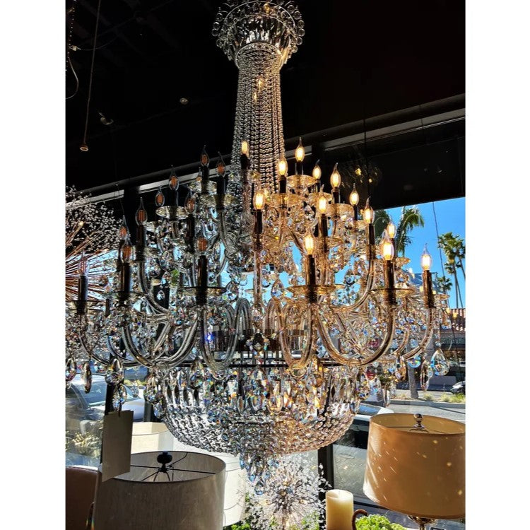 Extra Large European-style Multi-layers Candle Luxury Crystal Chandelier Gold Art Foyer/Staircase Decorative Light Fixture Chandeliers Kevinstudiolives   