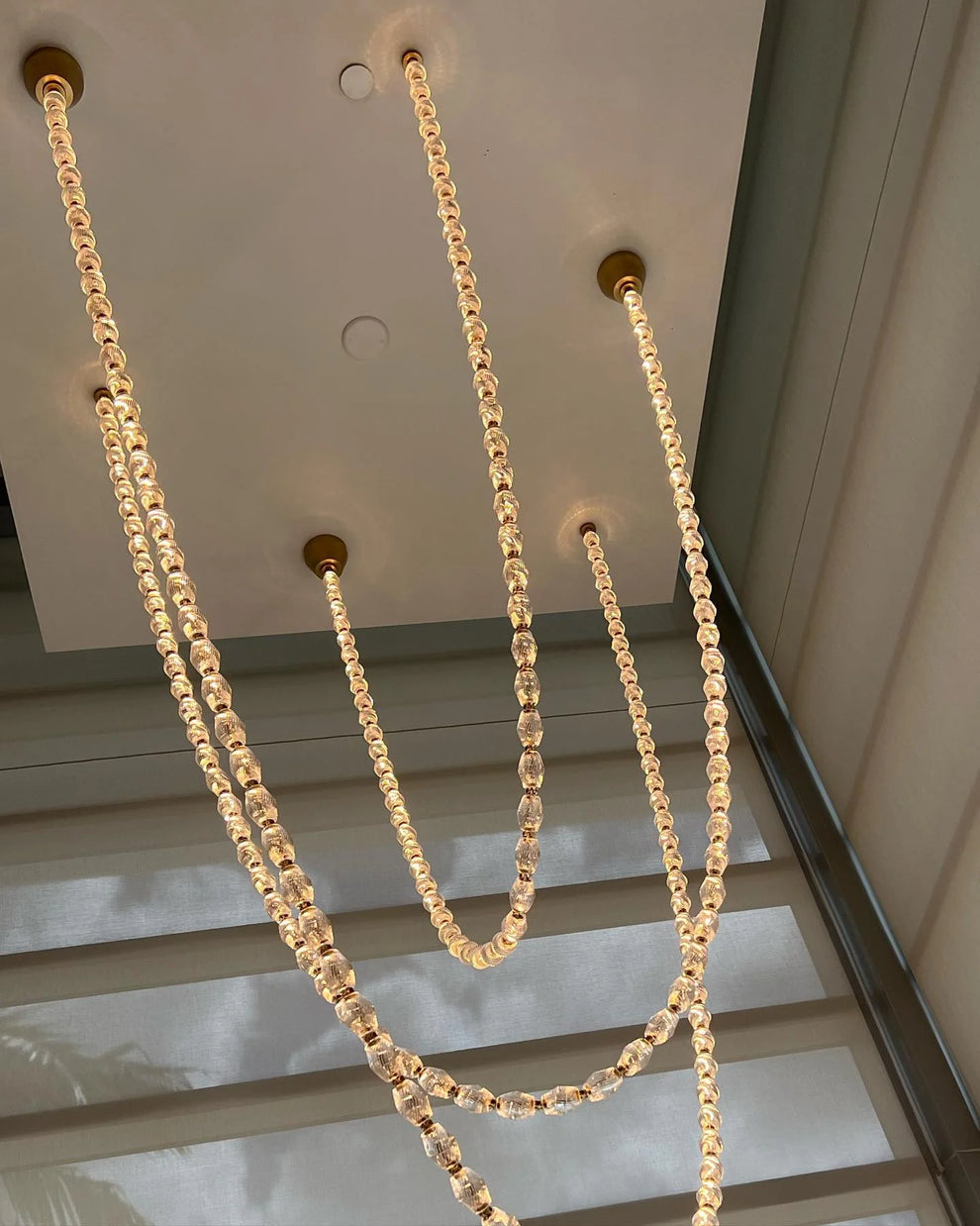 Luxury Crystal Beaded Long Chandelier for High Ceiling 12ft/10ft（customize） Pendant Light Kevin Studio Brass 10ft（120”） 