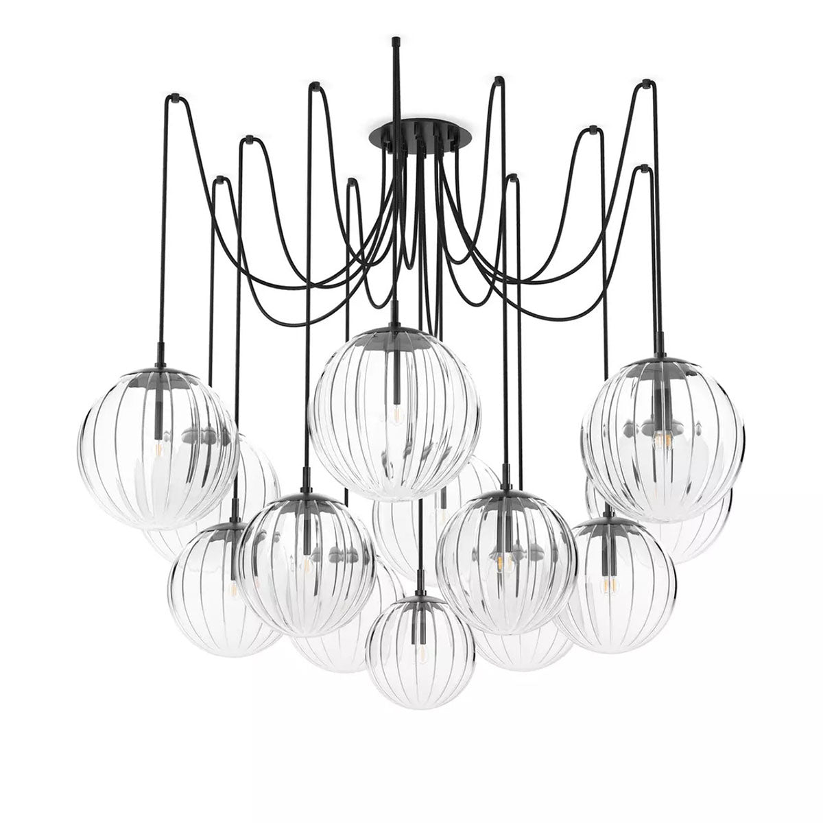 Terry Crystal Ball Spider Chandelier Clear Ribbon Glass Chandelier Kevin Studio Black Gunmetal  