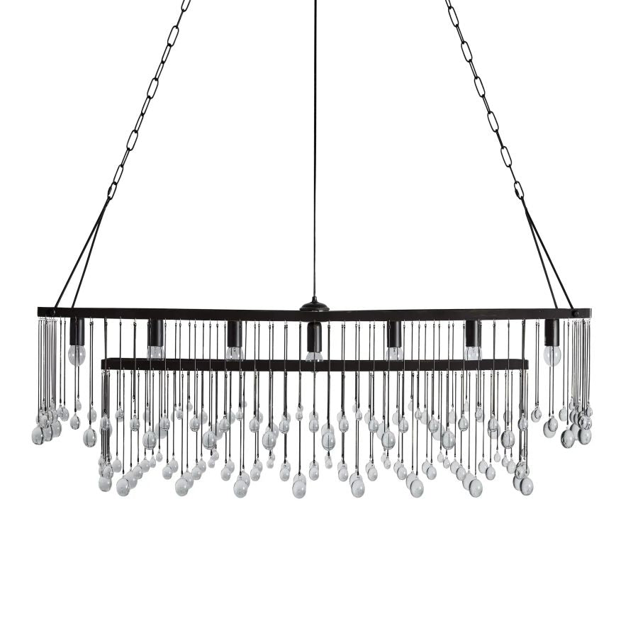 Aubrey Gael Rectangular Chandelier Chandelier Kevin Studio Inc Matte Black 7-Light 