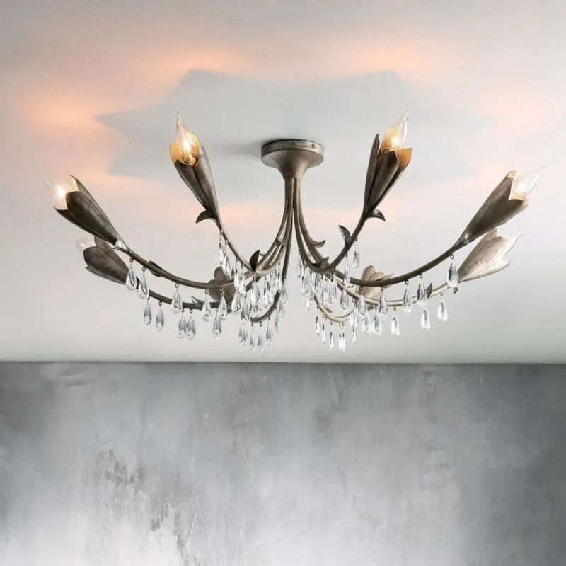 Viticce Leaf Flushmount 8-Light - Silver NORMAL Gothic   