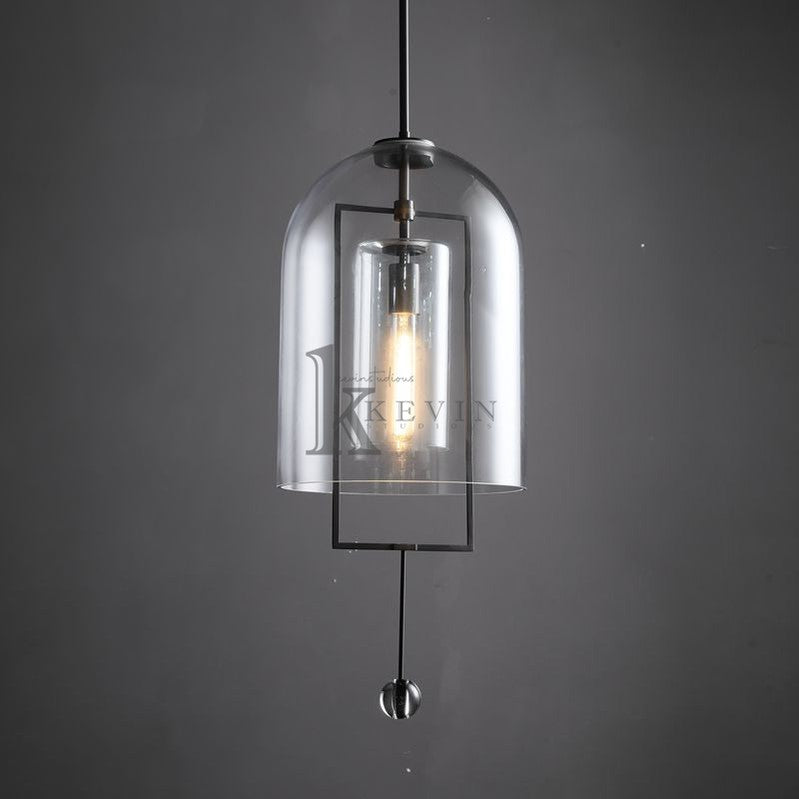 Jazlin Modern Glass Bell Shade Pendant Light 28", 32" Pendant Light Kevin Studio Inc 32"H Bronze 